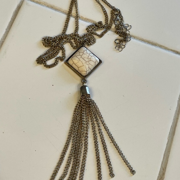 Yellow Goldtone Vertical Charm Tassel Pendant Gift For Women 20” - Picture 2 of 5